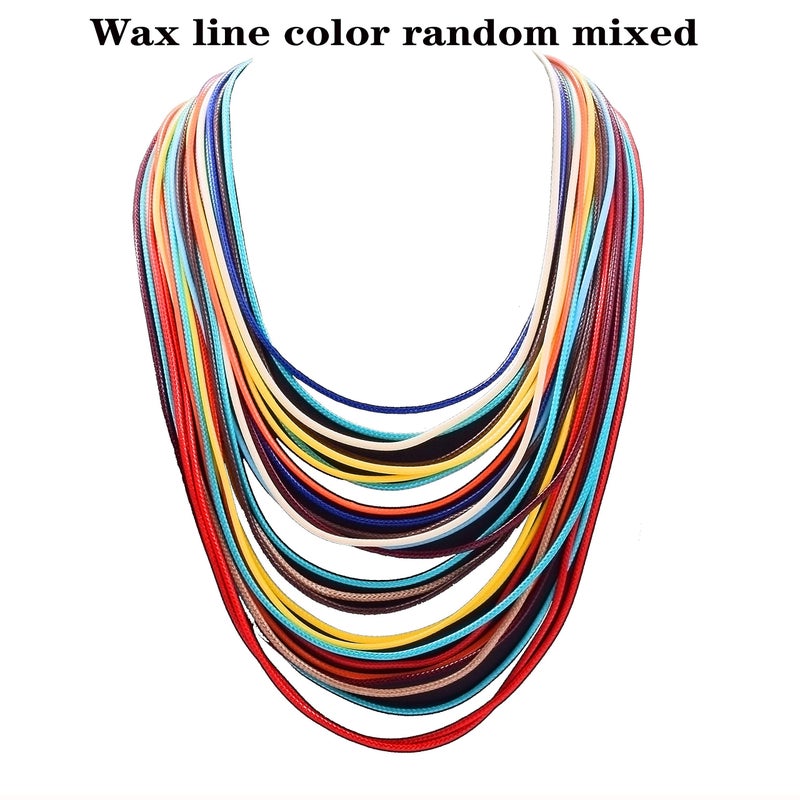 MJULY Women Multi Layer Chunky Bib Necklace Magnetic Clasp Wax Line Choker Statement Jewelry(Multicolor) - Image 2